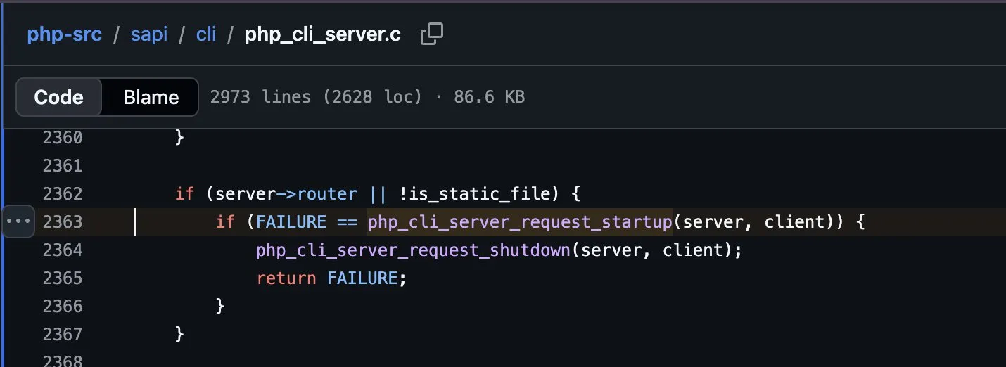 PHP CLI server static file handling