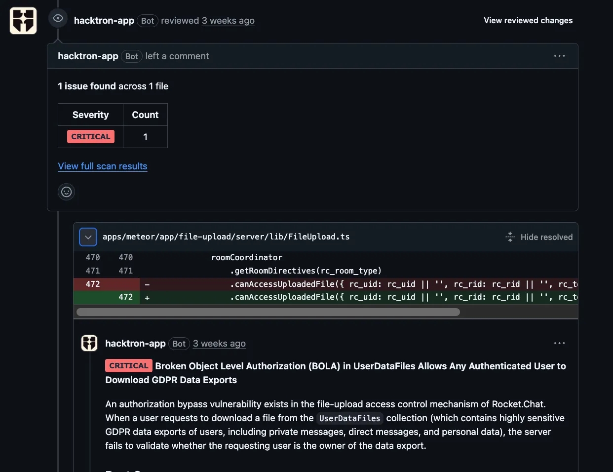 GDPR data export authorization finding